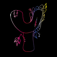 Letter Y. Hand-drawn sketch. Bright outline.
