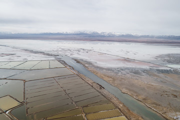 aerial view of the salt flats, Caka salt lake, Qinghai, China
