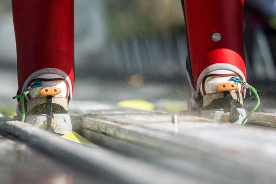 Close-Up eines Skispringers