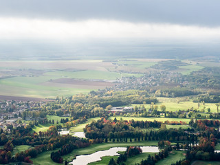 Fototapeta na wymiar vue aérienne du golf de Nantilly à l'automne dans l'Eure-et-Loir en France