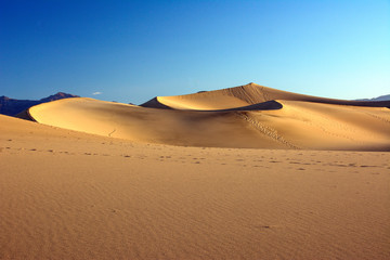 Fototapeta na wymiar The beauty of the scenery Hot and dry sand dunes in Morocco