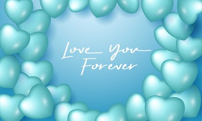 Love you forever design for greeting card with realistic balloon