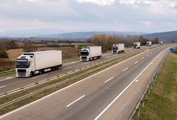 Columns of trucks on the road