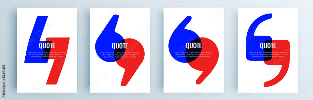 Poster quote frames blank templates set. text in brackets, citation empty speech bubbles, quote bubbles. te
