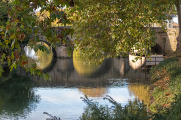 bridge over the river at fall, Chalons en champagne