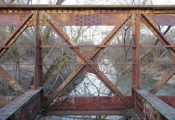 Fototapeta na wymiar old abandoned railway bridge near Studenka, Czech Republic