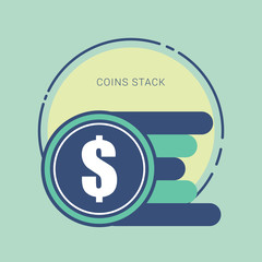 Coins stack vector illustration, coins icon flat, coins pile, coins money