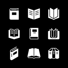 Set glyph icons of book