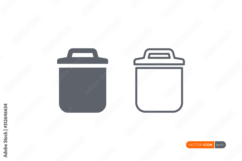 Aufkleber trash can icons set isolated on white background. flat vector icon design template element