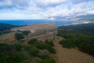 Panorama della costa di Gonnesa dal caposaldo militare di Porto Paglia