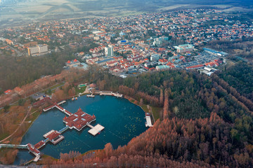 Europe Hungary Heviz Thermal lake bathing lake helathcare. Thermal lake of Heviz.
