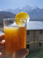 Hand Holding a Glass of Pure Healthy Apple Juice