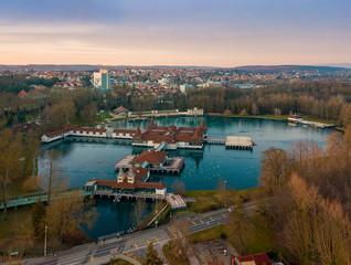Europe Hungary Heviz Thermal lake bathing lake helathcare. Thermal lake of Heviz.