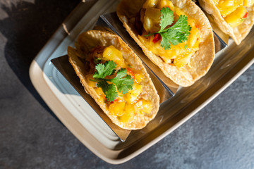 Fresh taco serve on the rock table