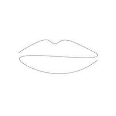 Lips line drawing, vector illustration
