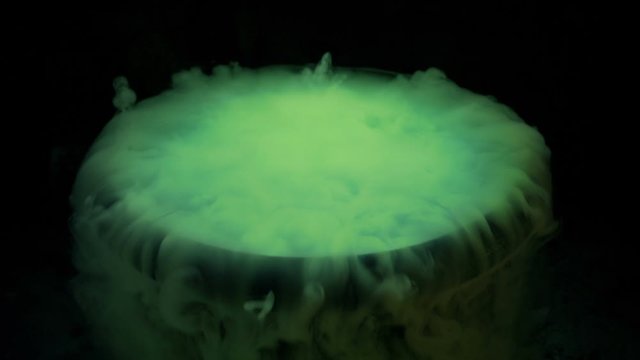 Lots Of Green Smoke Coming Out Of Big Cauldron