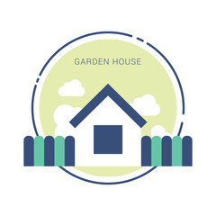 Small house with garden Flat Design Style.