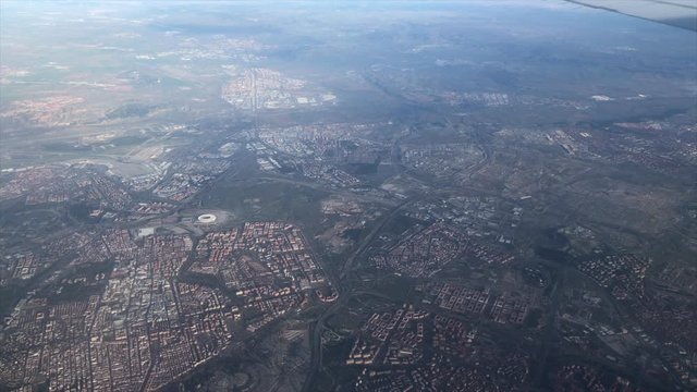 aerial views of madrid from a plane