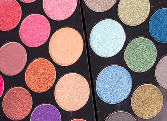 palette of eye shadows