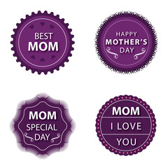 Pink and purple Mother's Day badges set