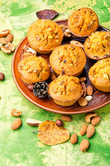 Homemade muffins with nuts