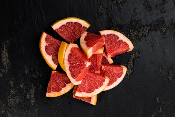 Grapefruit slices (selective focus)