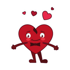 Isolated male red heart cartoon vector design