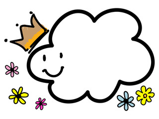 王冠を被った雲のカラフルフレーム