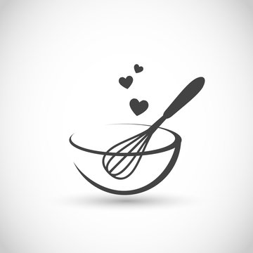 Cute Vector Illustration - Hand Beater With A Bowl