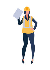 Isolated builder avatar woman with yellow helmet vector design