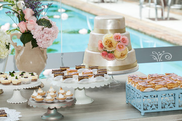 Event decoration; Table of sweets and desserts.