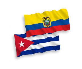 Flags of Cuba and Ecuador on a white background
