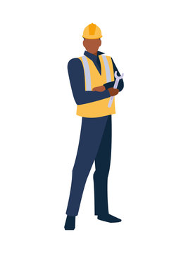 Isolated builder avatar man with yellow helmet vector design