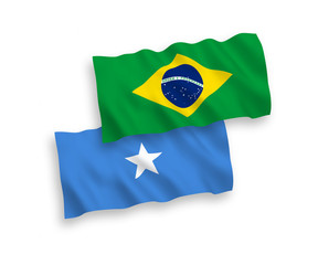 Flags of Brazil and Somalia on a white background
