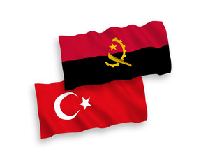 Flags of Turkey and Angola on a white background