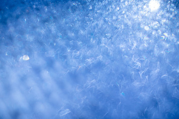 Close up water drops on blue background, Water drop in macro photography. selective focus
