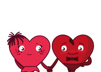 Female and male hearts couple cartoons vector design