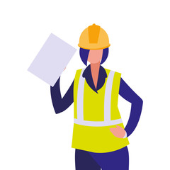 Isolated builder avatar woman with yellow helmet vector design