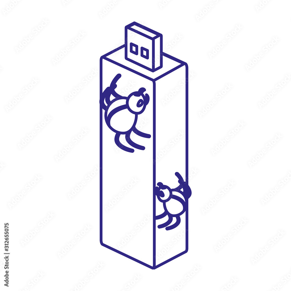 Poster usb and bugs of security system vector design