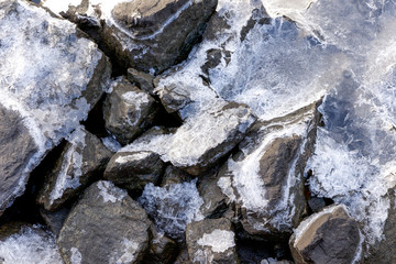 Ice and rocks by the sea