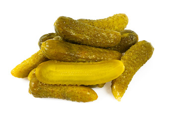 small pickled cucumbers isolated on white