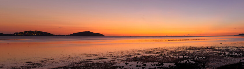 Panoramic view of beautiful sky before sunrise at Phuket city,