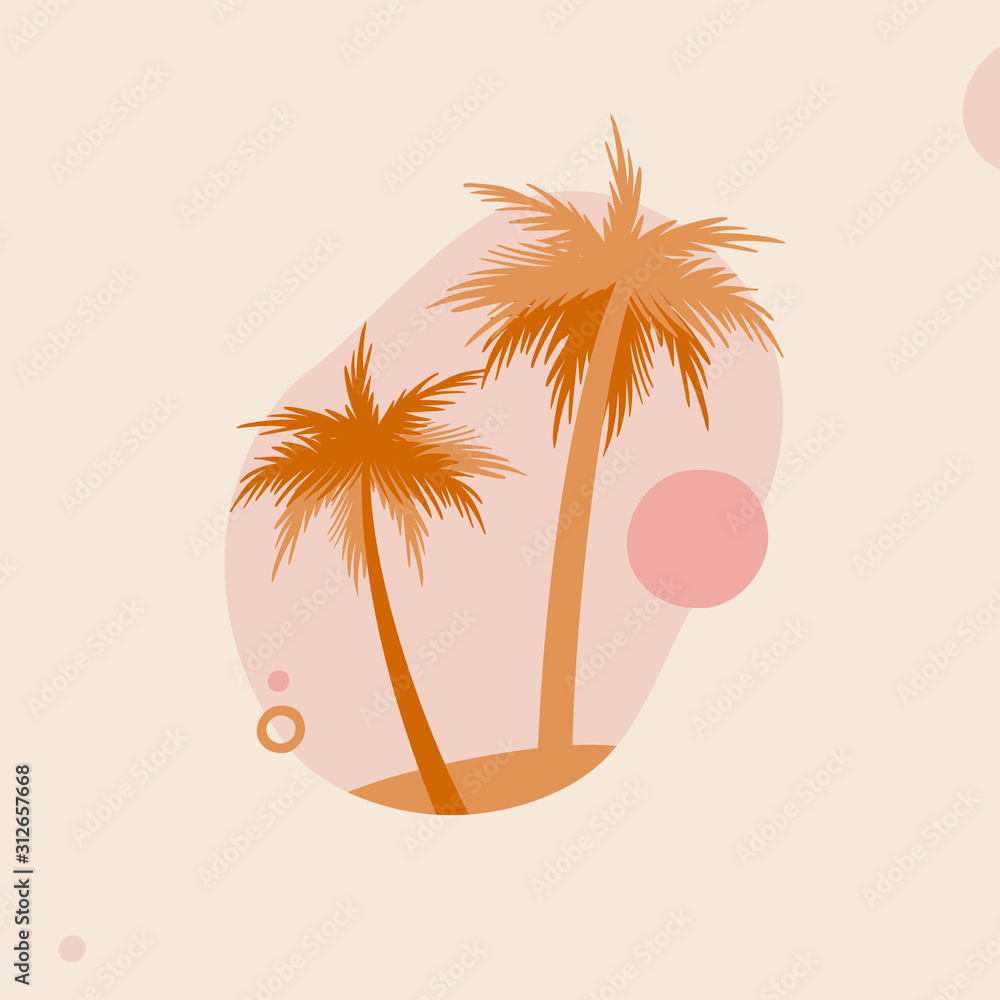 Aufkleber vector illustration in trendy flat and linear style - background with copy space for text - plants, 