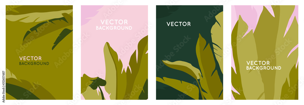 Aufkleber vector set of abstract backgrounds with copy space for text, leaves and plants