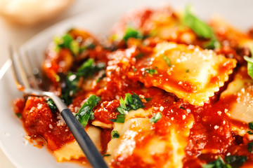 Closeup of tasty italian ravioli - Powered by Adobe