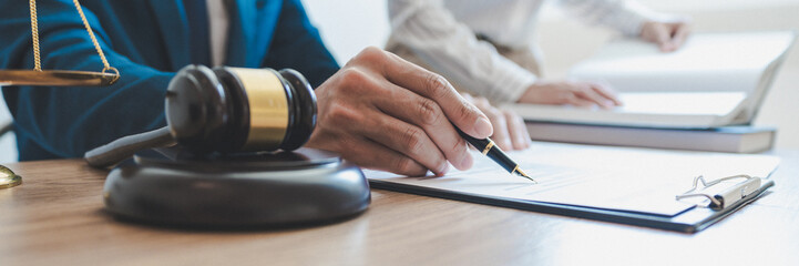lawyer lawsuit notary consultation or discussing negotiation legal case with document contract...