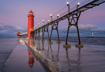 Grand Haven Lighthouse at sunrise