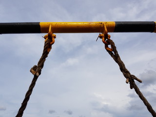 Swing rope on a boat landing of a construction work boat