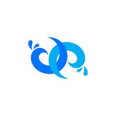 linked colorful waves splash symbol logo vector