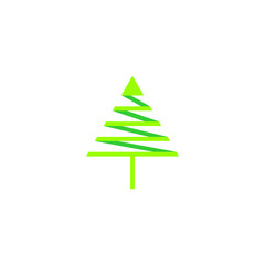 green pine tree triangle ribbon arrow logo vector